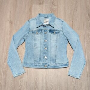 Gloria Jeans Womens Light Wash Denim Trucker Jacket Stretch Blue Small Button Up